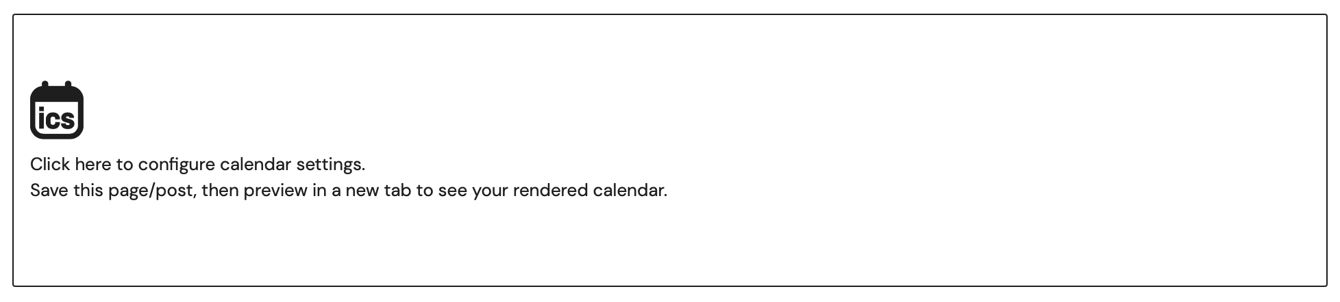 ICS Calendar Block Editor placeholder