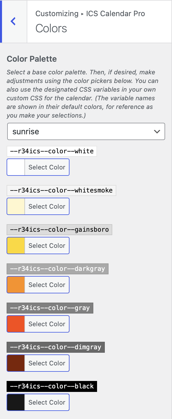Customizer: Colors