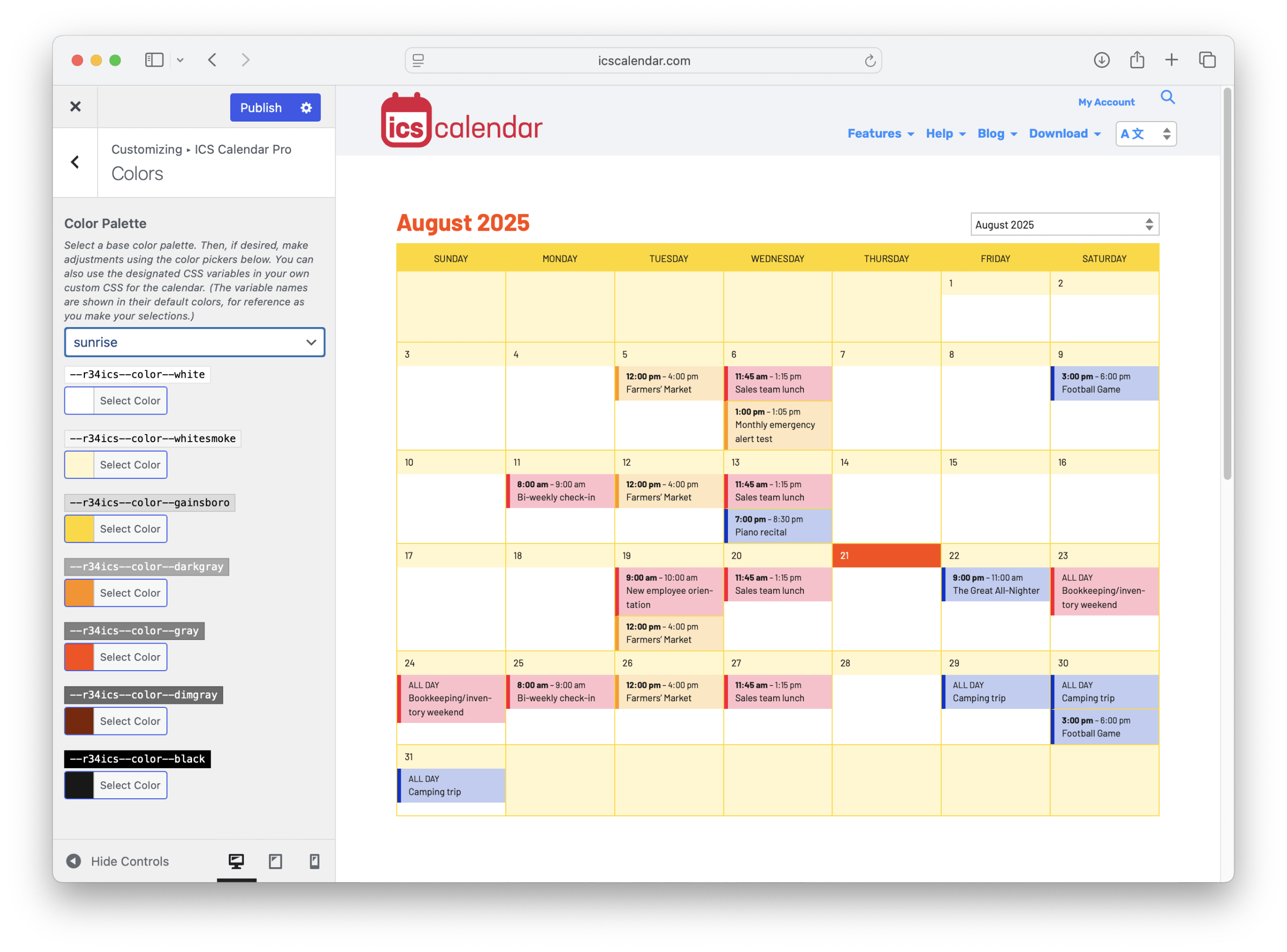 ICS Calendar Pro Customizer screenshot