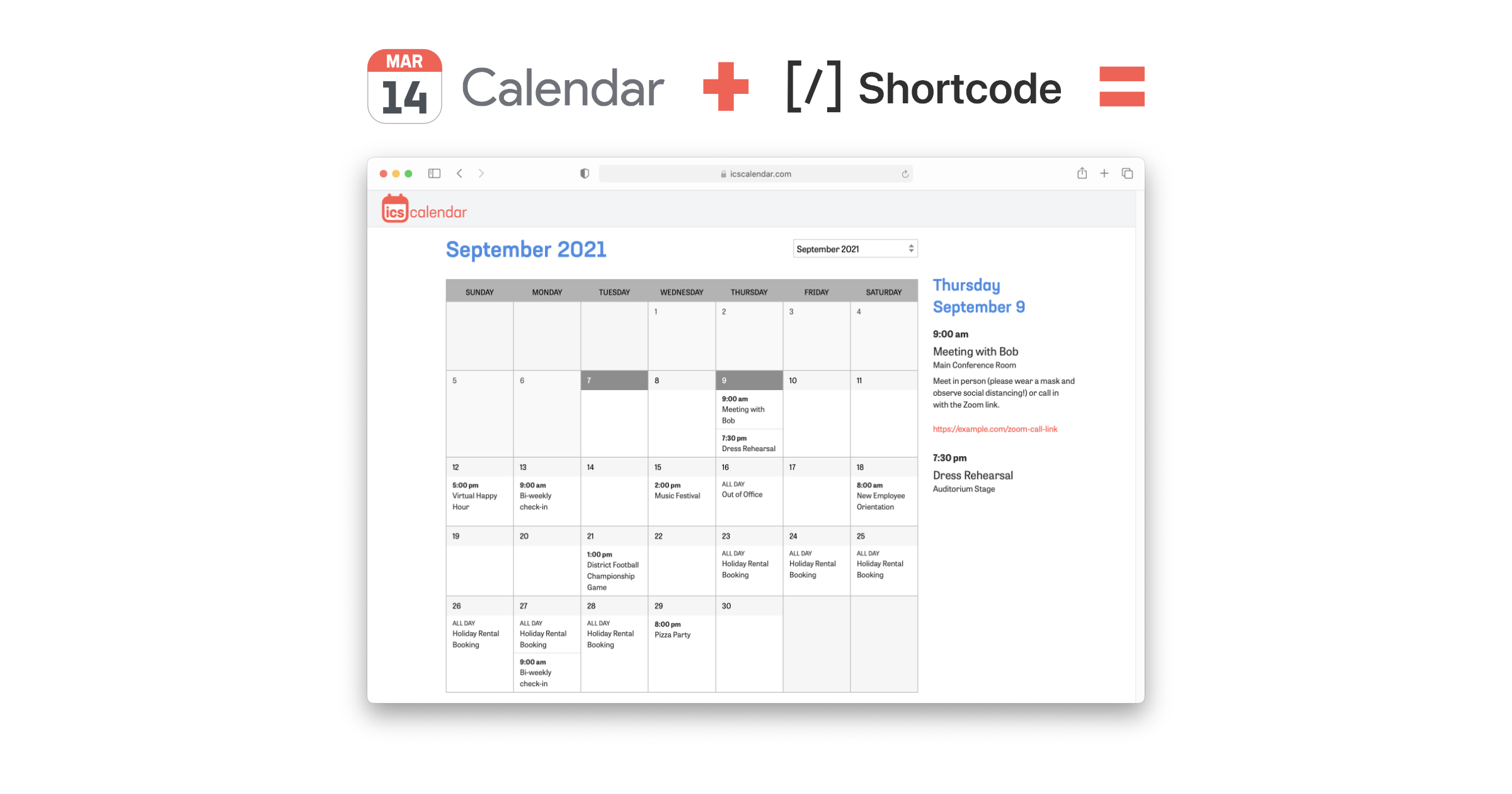 ICS Calendar WordPress plugin for easy calendar integration